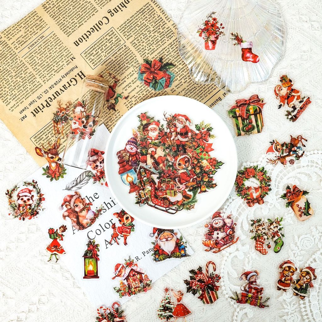 Christmas Craft Embellishment - Autocollants cadeaux Père Noël en PET,