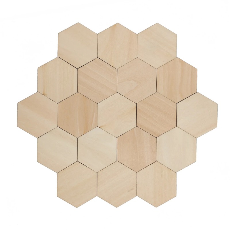 Christmas Craft Embellishment - Tranches vierges hexagonales en bois 10-120mm,