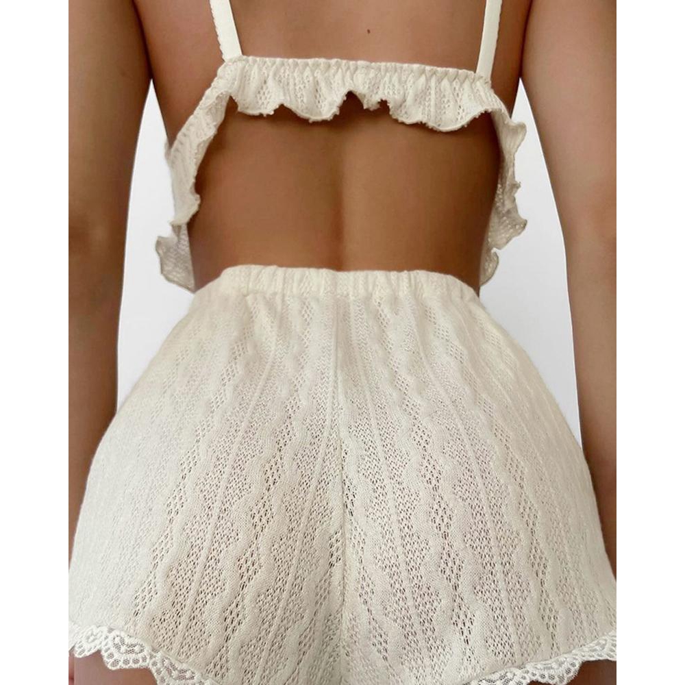 Ensemble de haut camisole text - Elastic Lace Trim avis et prix
