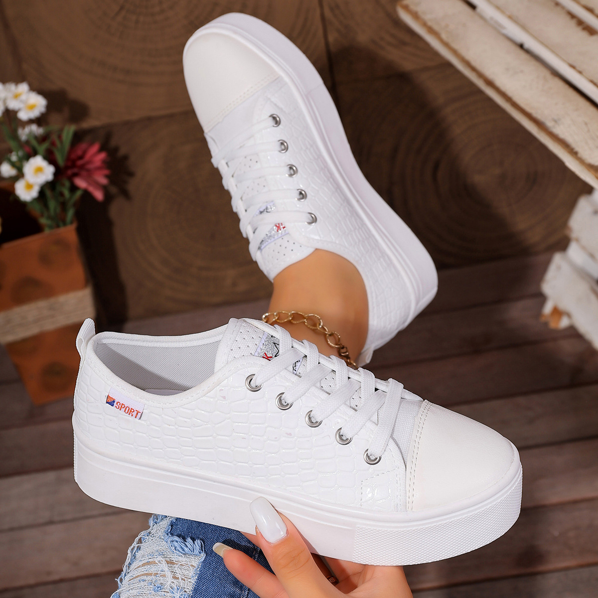 Nouvelles chaussures plates dé - Guipure Lace Panel avis et prix