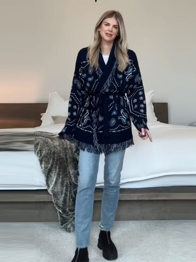 Nouveau Cardigan Chic Femme Au - Tassel Fringe Trim avis et prix